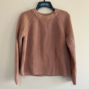 Jenni Kayne Fisherman Crewneck Long Sleeve Pullover Cotton Sweater Pink Rose, S